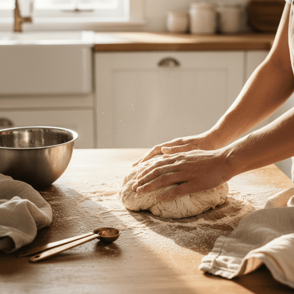 A teen learning to cook with staff guidance in the kitchen