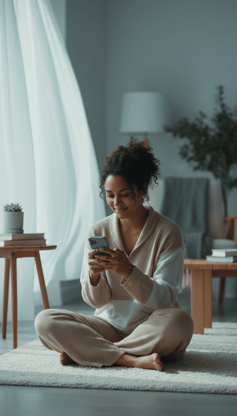 A teen talking on the phone in a cozy, personal bedroom